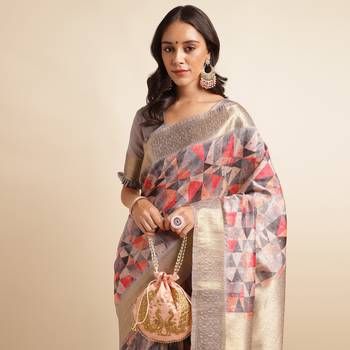 Doi Moi Orange Tussar Silk Printed Saree For Women (Tussarsilk Orange R2611/P730) 4