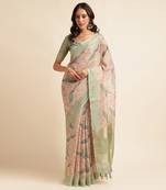 Doi Moi Multicolor Tussar Silk Printed Saree For Women (Tussarsilk Blue R2611/P730)