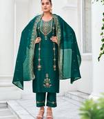  women kurta and trouser duppata set silk blend