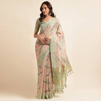 Doi Moi Multicolor Tussar Silk Printed Saree For Women (Tussarsilk Blue R2611/P730) 4