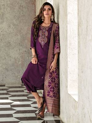  women kurta and trouser duppata set silk blend 2