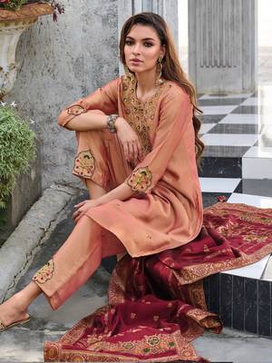  women kurta and trouser duppata set silk blend 2