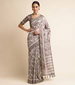 Doi Moi Green Silk Blend Printed Saree For Women Bonga Green D349/P782  