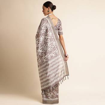 Doi Moi Green Silk Blend Printed Saree For Women Bonga Green D349/P782   3