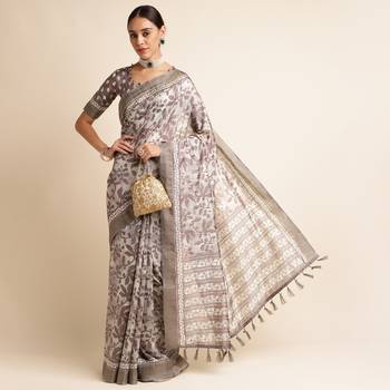 Doi Moi Green Silk Blend Printed Saree For Women Bonga Green D349/P782   4