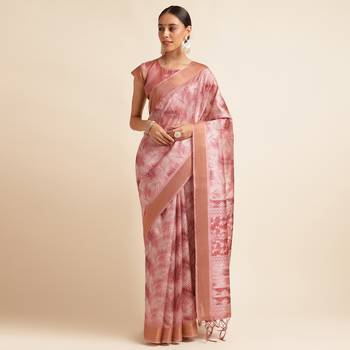 Doi Moi Pink Organza Printed Saree For Women (Kajalsilk Pink P714) 1