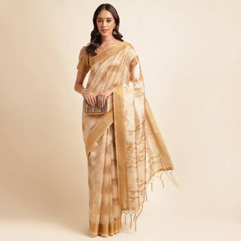 Doi Moi Mustard Organza Printed Saree For Women (Kajalsilk Mustard P714) 3