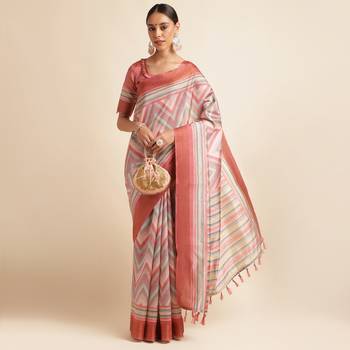 Doi Moi Pink Organza Printed Saree For Women (Kajalsilk Pink D660/P778) 1