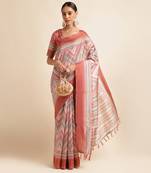 Doi Moi Pink Organza Printed Saree For Women (Kajalsilk Pink D660/P778)