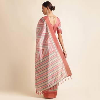 Doi Moi Pink Organza Printed Saree For Women (Kajalsilk Pink D660/P778) 3