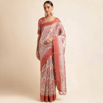 Doi Moi Pink Organza Printed Saree For Women (Kajalsilk Pink D660/P778) 4