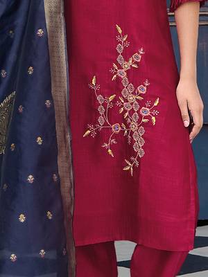  women kurta and trouser duppata set silk blend 3