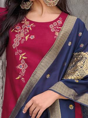  women kurta and trouser duppata set silk blend 4