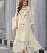 women kurta and trouser duppata set silk blend