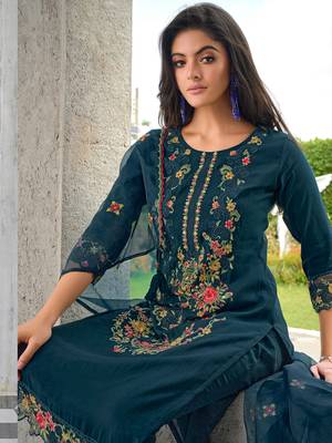  women kurta and trouser duppata set silk blend 2