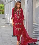  women kurta and trouser duppata set silk blend