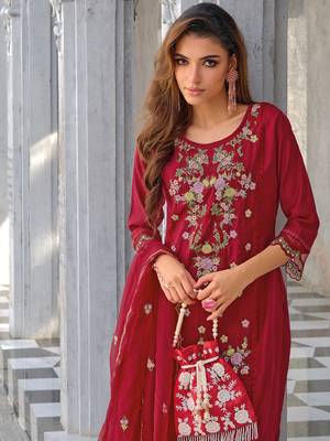  women kurta and trouser duppata set silk blend 2