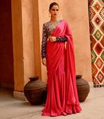Hot pink drape saree with 'queen' blouse