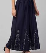 Pavonine navy blue color embroidery floral patch work flared sharara