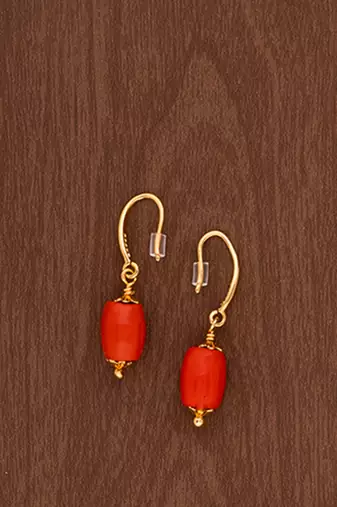 Coral earrings one gram gold