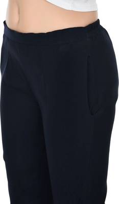 Pavonine navy blue color stretchable cotton lycra fabric pencil trouser 2