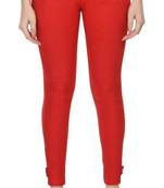 Pavonine red color stretchable cotton lycra fabric pencil trouser