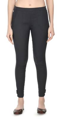 Pavonine grey color stretchable cotton lycra fabric pencil trouser 1
