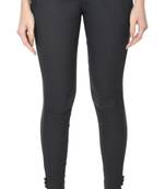 Pavonine grey color stretchable cotton lycra fabric pencil trouser