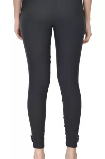 Pavonine grey color stretchable cotton lycra fabric pencil trouser