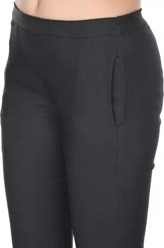 Pavonine grey color stretchable cotton lycra fabric pencil trouser
