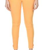 Pavonine beige color stretchable cotton lycra fabric pencil trouser