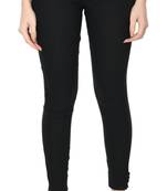 Pavonine black color stretchable cotton lycra fabric pencil trouser