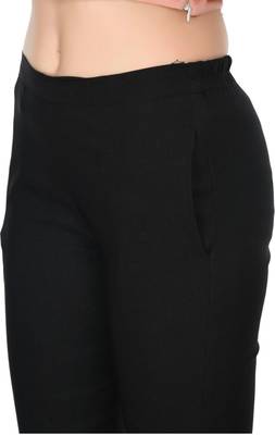 Pavonine black color stretchable cotton lycra fabric pencil trouser 3