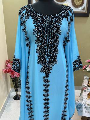 Sky Blue Zari & Stone Work stitched Georgette Designed Kaftan Wedding Wear 1