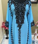 Sky Blue Zari & Stone Work stitched Georgette Designed Kaftan Wedding Wear
