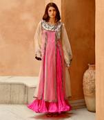 Ivory sheer front slit afghani kurta with anarkali set