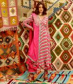 Hot pink  indi-leheriya wrap angrakha set