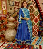 Cobalt blue slit sleeve anarkali set