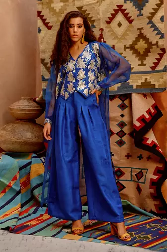 Azure blue waist coat and papa pants