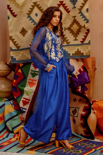 Azure blue waist coat and papa pants