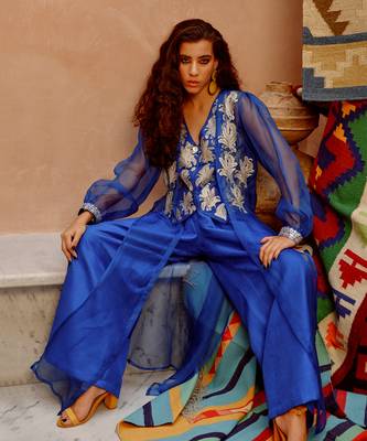 Azure blue waist coat and papa pants 4