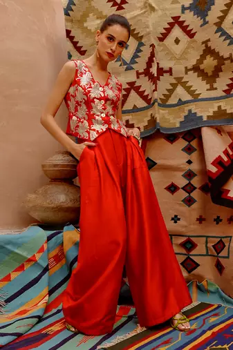 Chilly red waist coat and papa pants