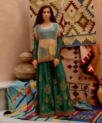 Fawn sheer cape with sharara set 1