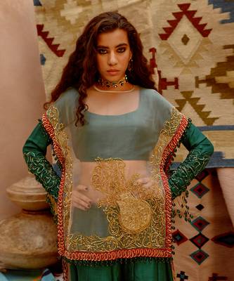 Fawn sheer cape with sharara set 4