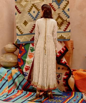 Fawn crushed anarkali set 4