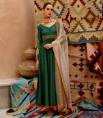 Emerald green anarkali set
