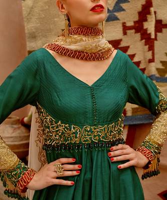 Emerald green anarkali set 2