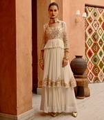 Ivory  tier anarkali with churidar dupatta