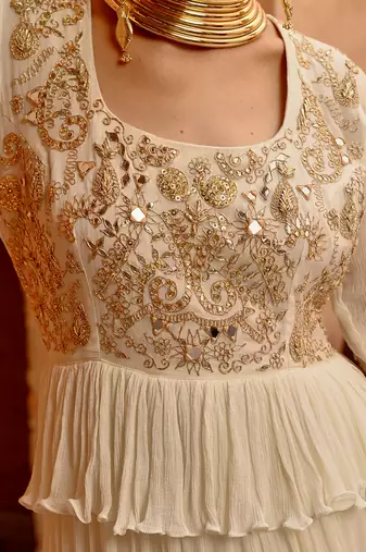 Ivory  tier anarkali with churidar dupatta