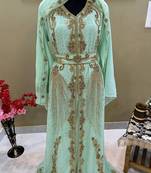 Sea Green Georgette Zari Work Kaftan